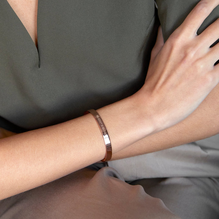 Custom Coordinate Gold Cuff Bracelet