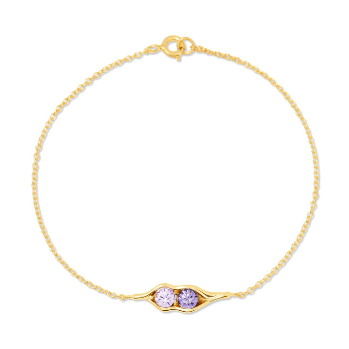 Two Birthstone Pea in a Pod Gold Bracelet