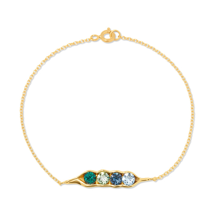 Four Birthstone Pea in a Pod Gold Bracelet