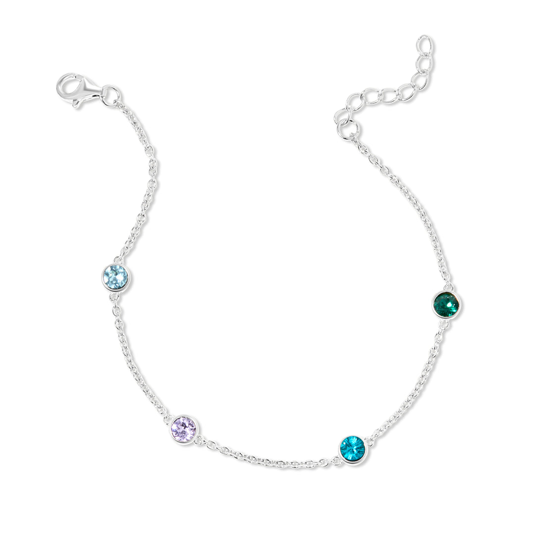 Four Stone Floating Bezel Set Birthstone Bracelet