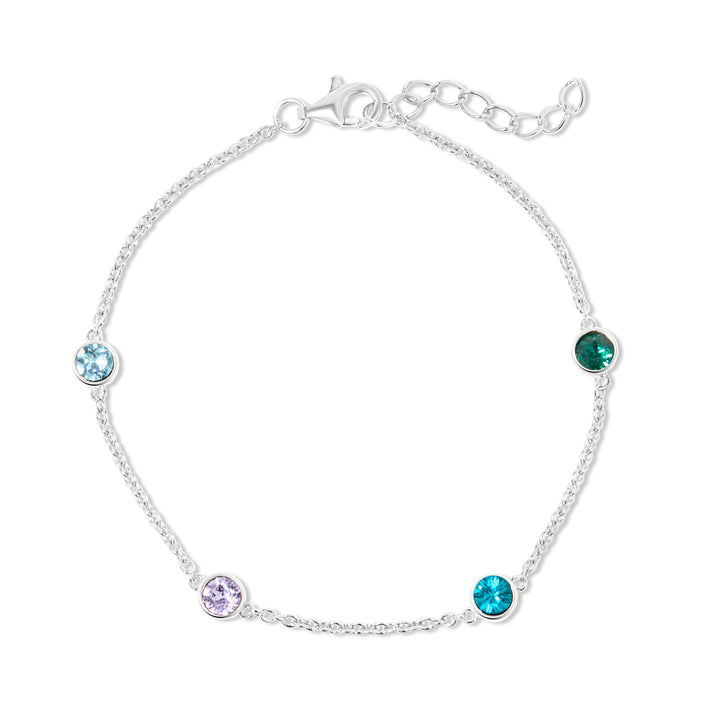 Four Stone Floating Bezel Set Birthstone Bracelet