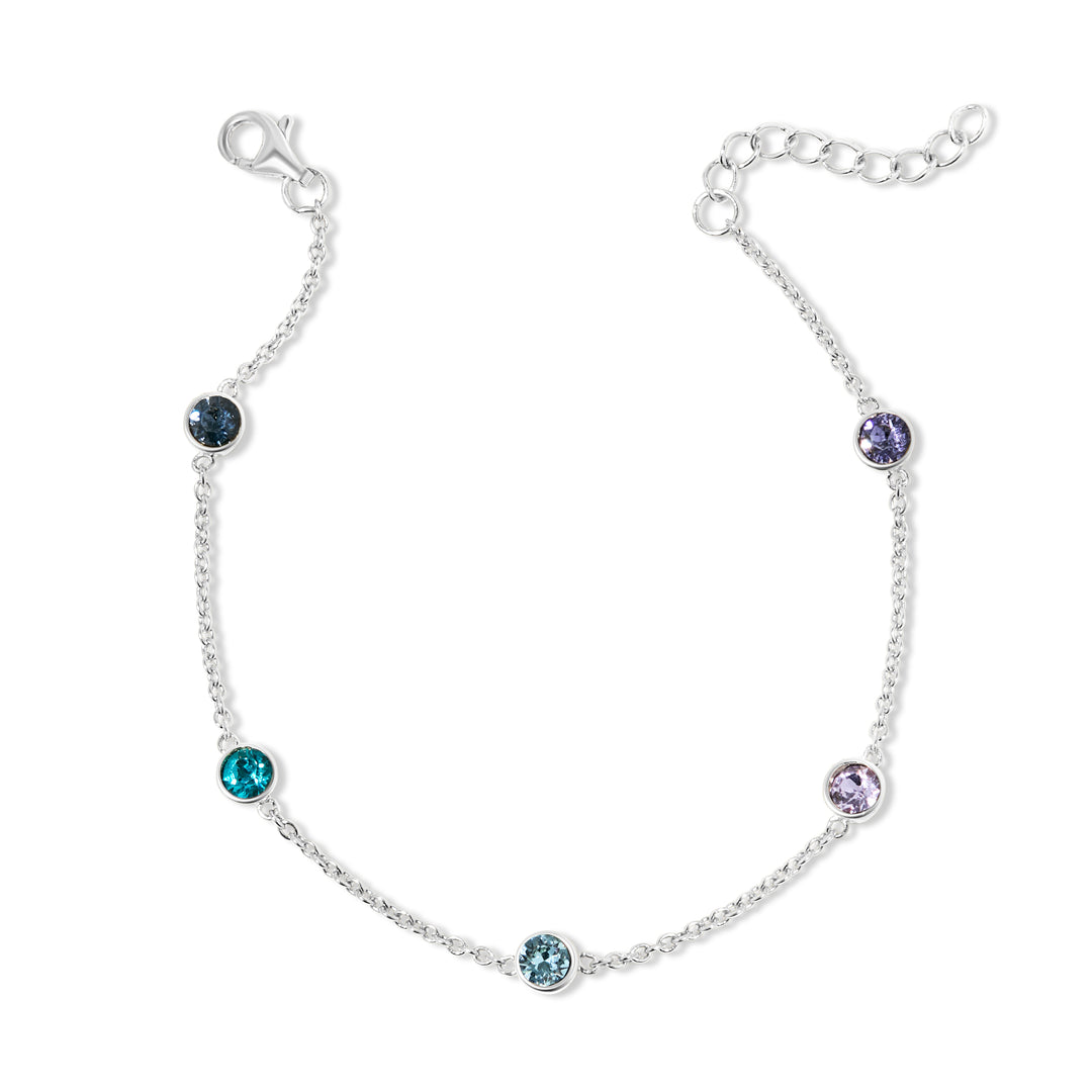 Five Stone Floating Bezel Set Birthstone Bracelet