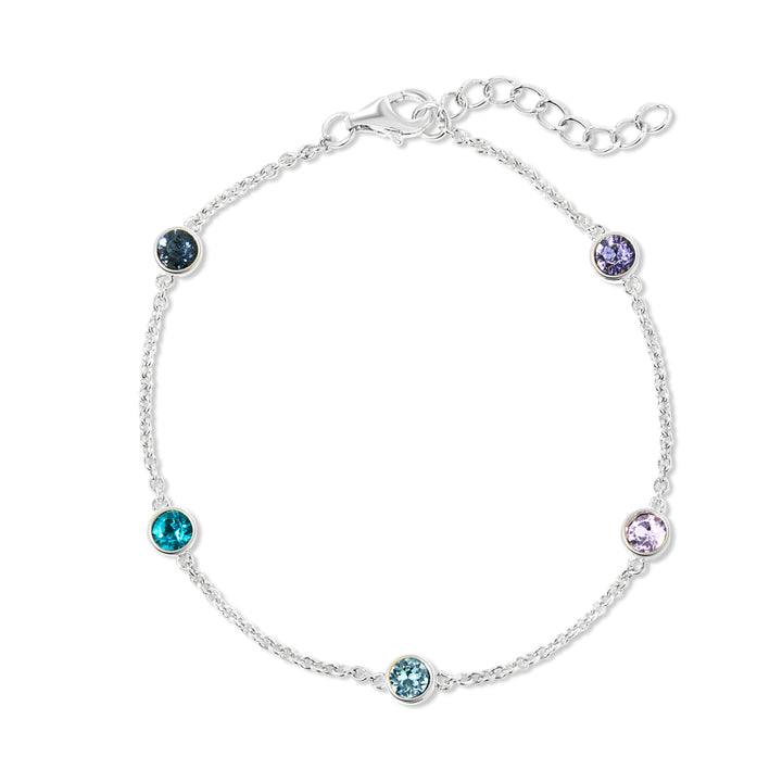 Five Stone Floating Bezel Set Birthstone Bracelet