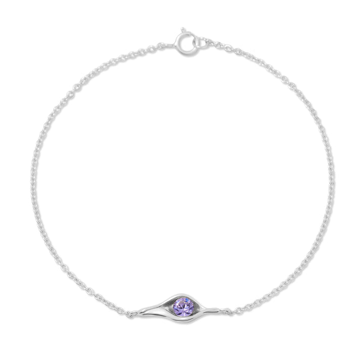 Custom Birthstone Pea in a Pod Silver Bracelet