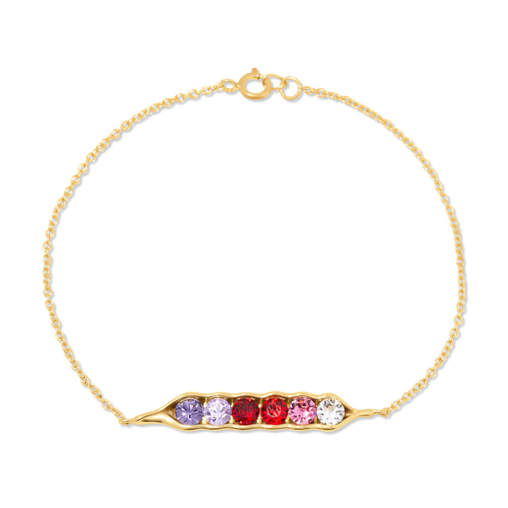 Six Birthstone Peas in a Pod Gold Bracelet