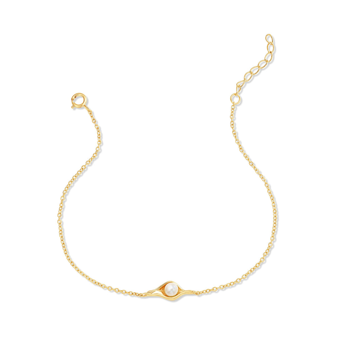 Gold Plated Two Peas in a Pod Pearl Bracelet