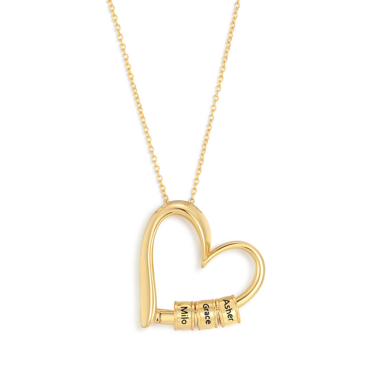 Engravable Open Heart Bead Necklace