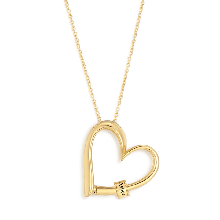 Engravable Open Heart Bead Necklace