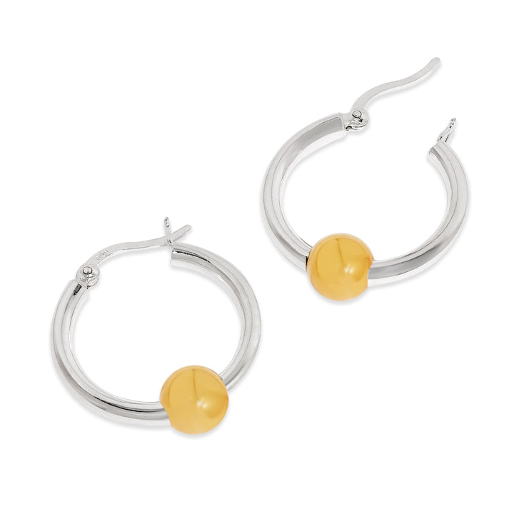 Sterling Silver Two Tone Hoop Earrings