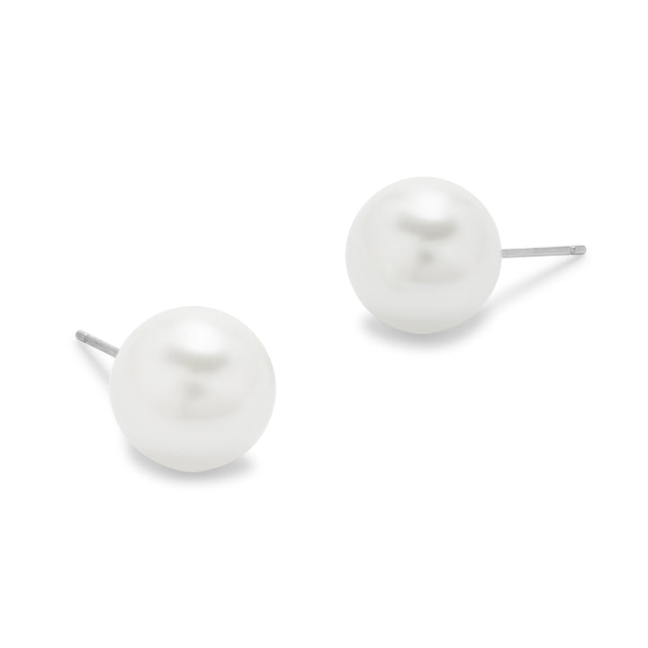 Sterling Silver 12mm Pearl Stud Earrings