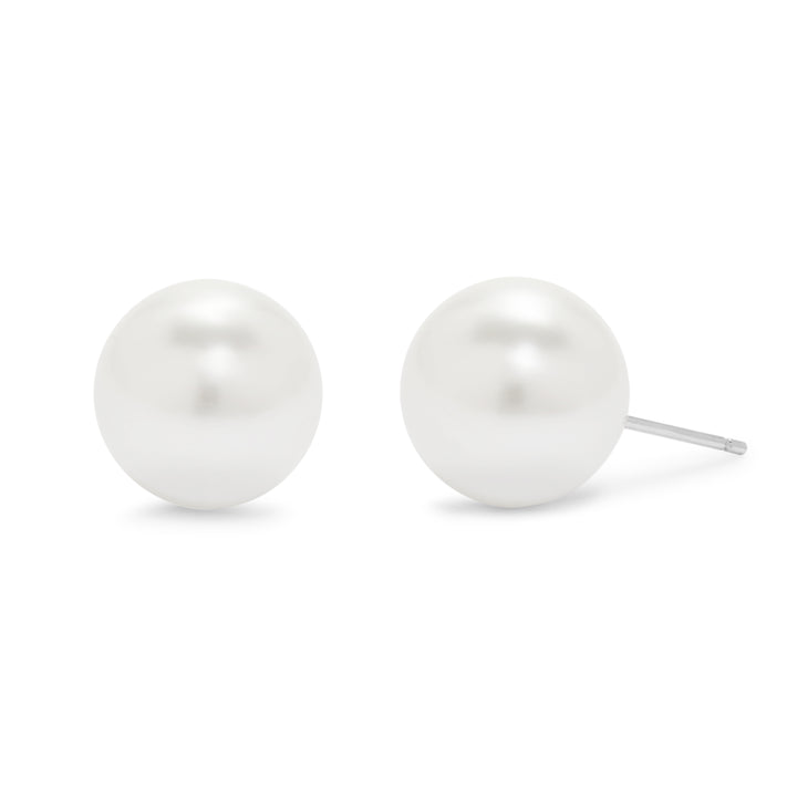 Sterling Silver 12mm Pearl Stud Earrings