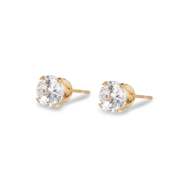 Mens 14K Gold Filled Round CZ 6mm Stud Earrings