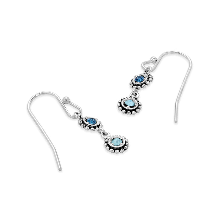 2 Stone Custom Birthstone Sterling Silver Dangle Earrings