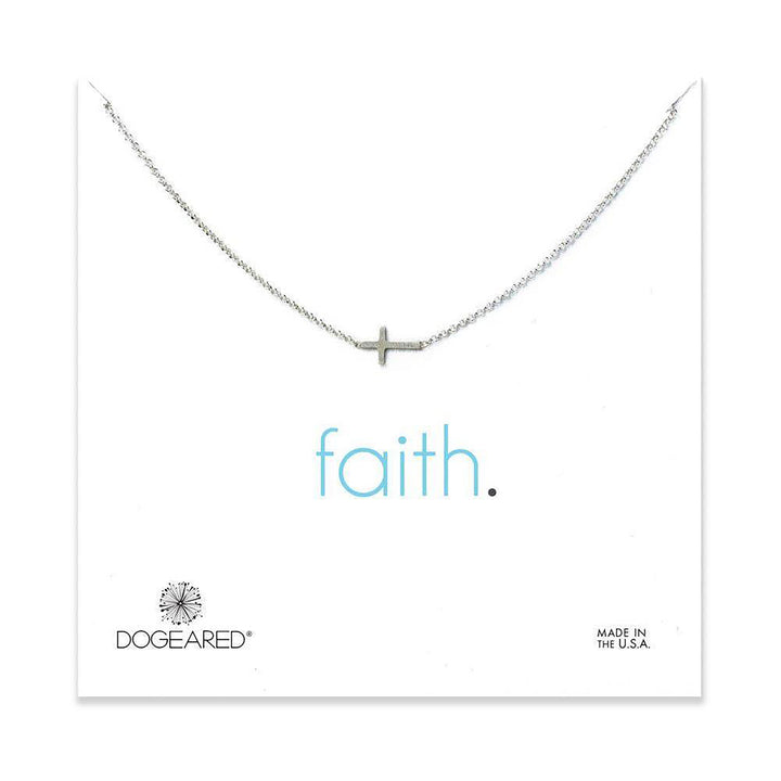 Dogeared Faith Sideways Cross Sterling Silver Necklace