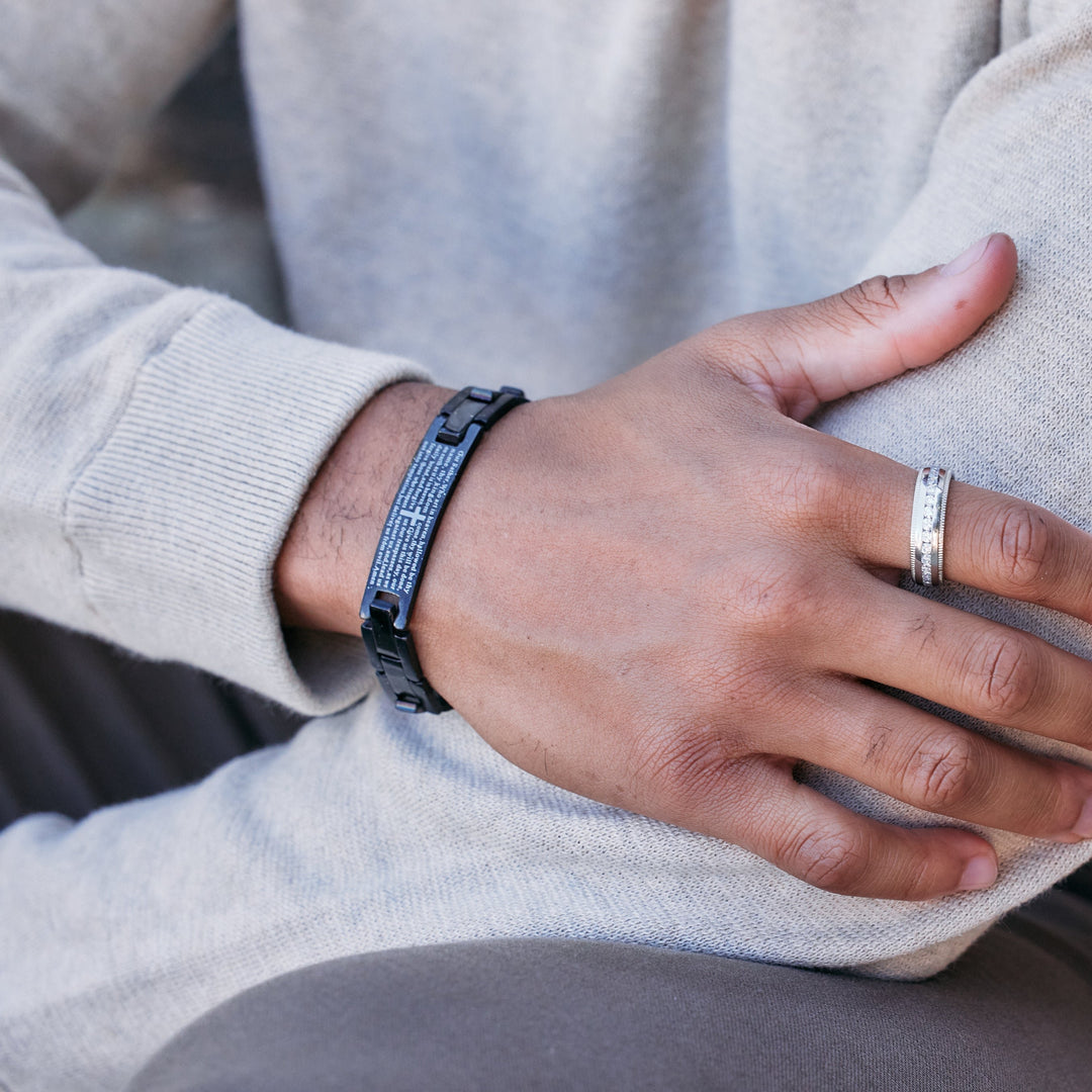 Engravable Black Lord's Prayer Bracelet