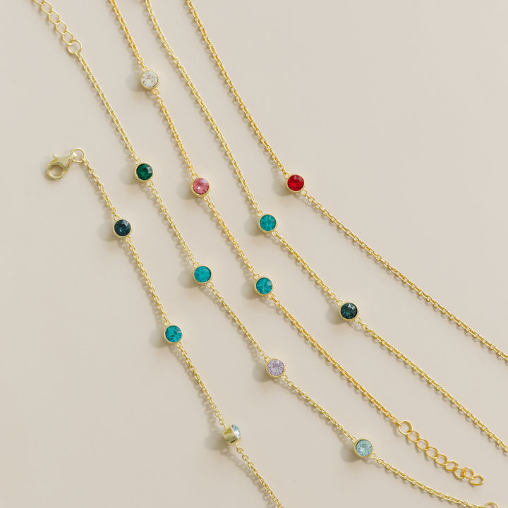 Custom Floating Bezel Set Gold Birthstone Necklace