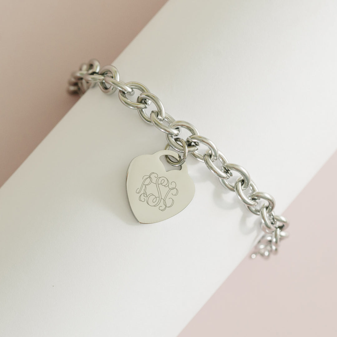 Stainless Steel Heart Tag Bracelet