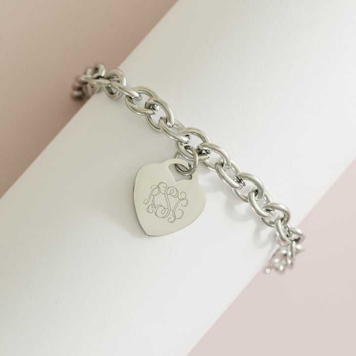 Stainless Steel Gold Heart Tag Bracelet