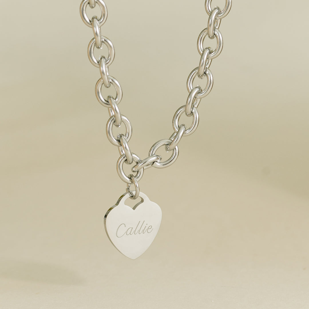 Stainless Steel Heart Tag Bracelet