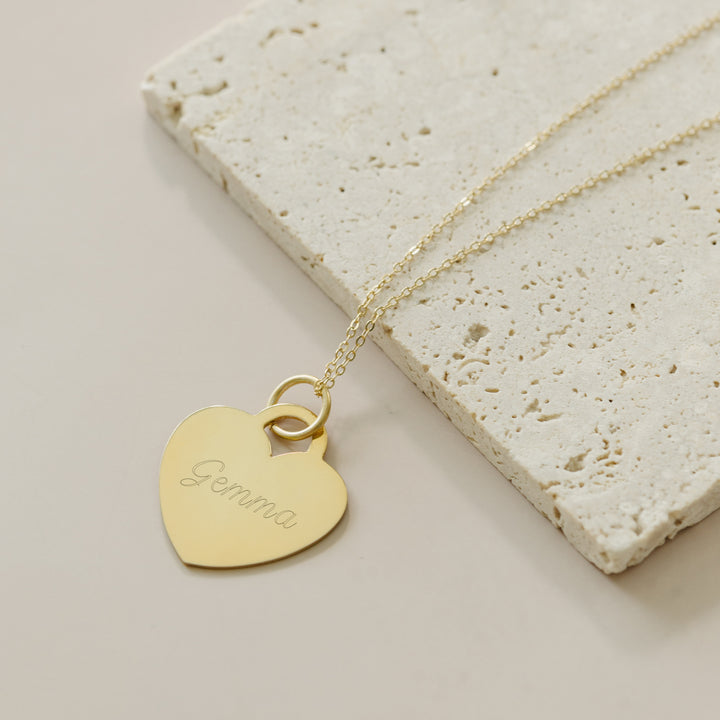 Gold Engravable Heart Pendant