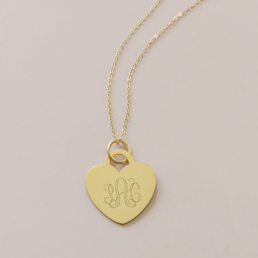 Gold Engravable Heart Pendant