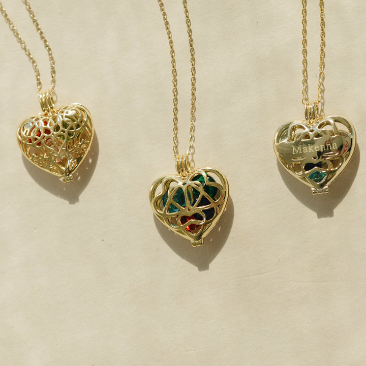 Interlocking Hearts 6mm Round Birthstone Locket