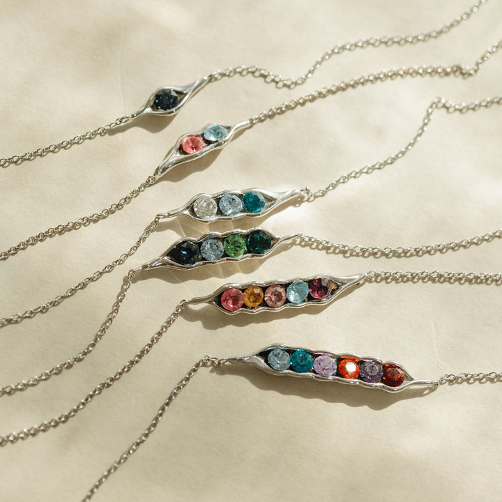 Four Birthstone Pea in a Pod Silver Bracelet