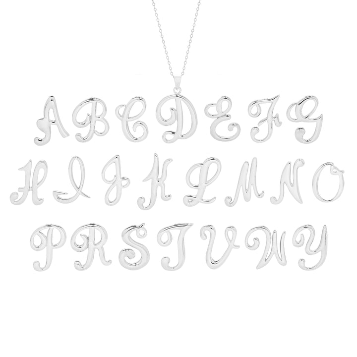 Sterling Silver Script Initial Pendants