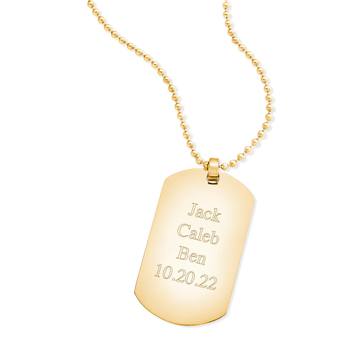 Gold Plated Large Stainless Steel Dog Tag