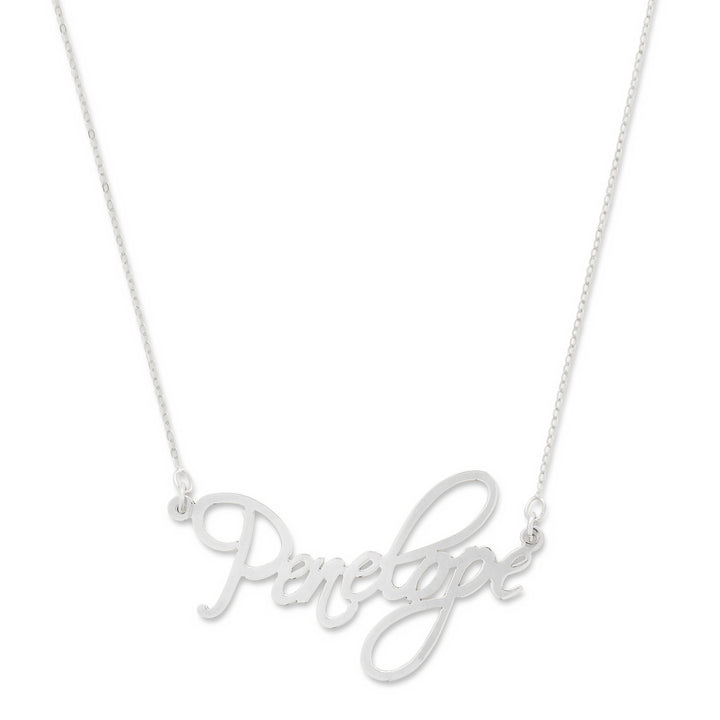 Fancy Script Sterling Silver Custom Name Necklace