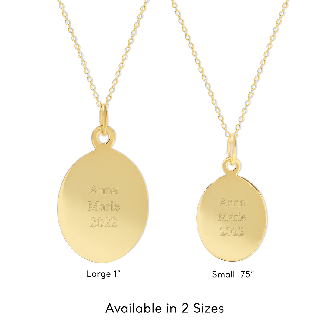 Engravable Gold Oval Tag Pendant