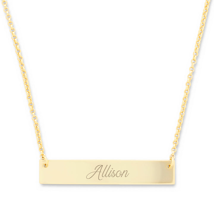 14K Gold Bar Nameplate Necklace