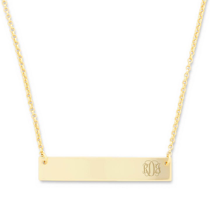 Petite Script Monogram Gold Bar Necklace