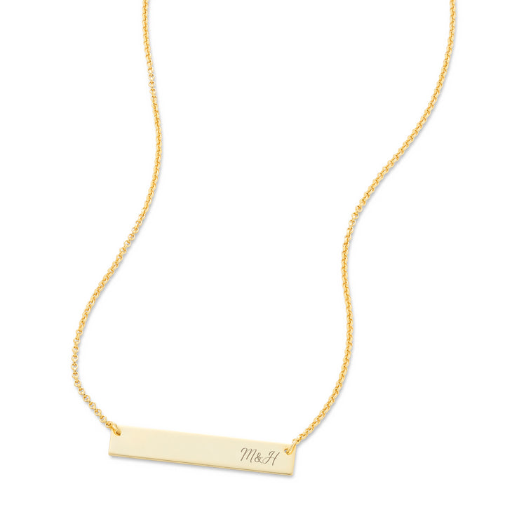 Couples Initials Gold Bar Necklace