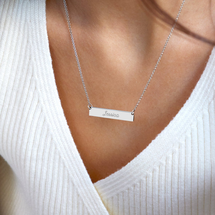 She Believed She Could So She Did Graduation Silver Name Bar Necklace