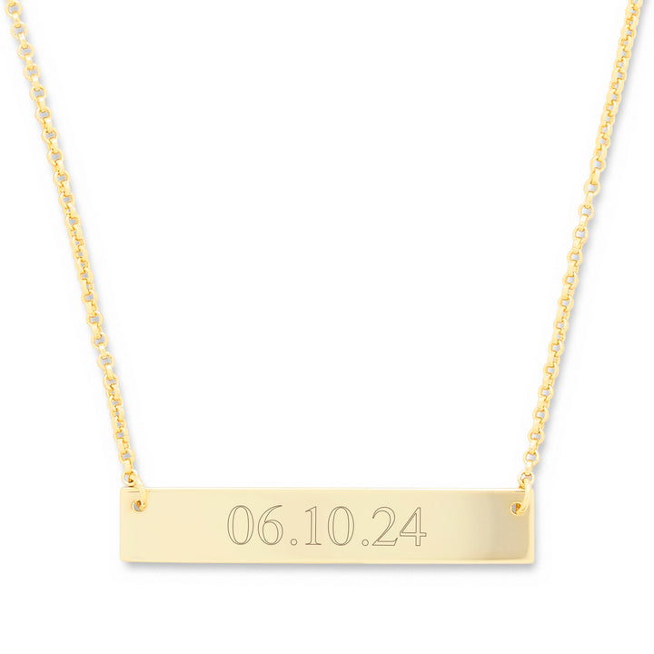 Custom Date Gold Bar Necklace