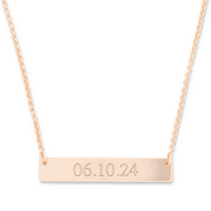 Custom Date Rose Gold Bar Necklace