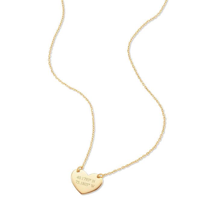 Custom Coordinate Gold Heart Necklace - 2 line coordinate