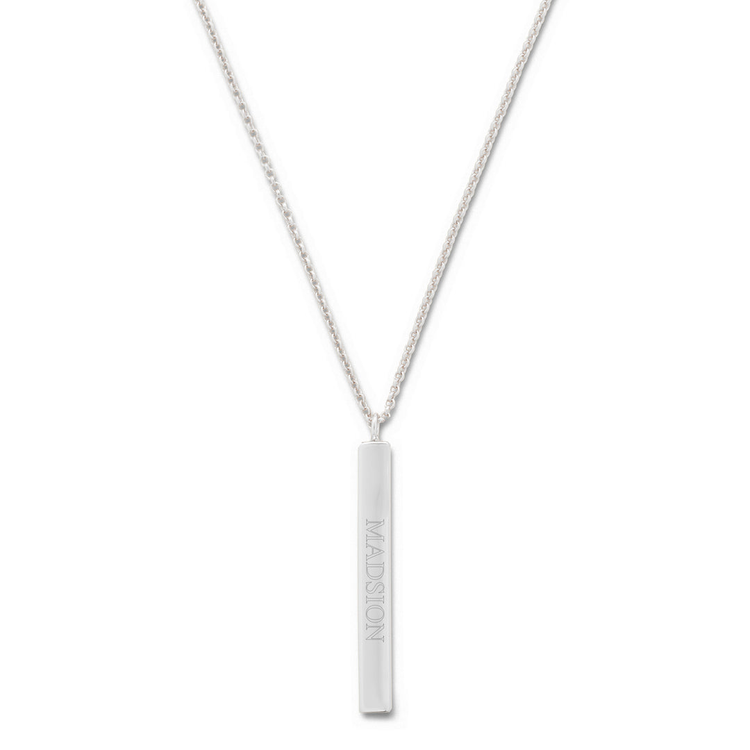 Engravable Vertical Square Name Bar Necklace