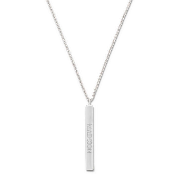 Engravable Vertical Square Name Bar Necklace