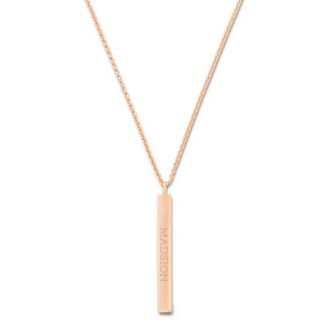 Engravable Vertical Square Name Bar Necklace