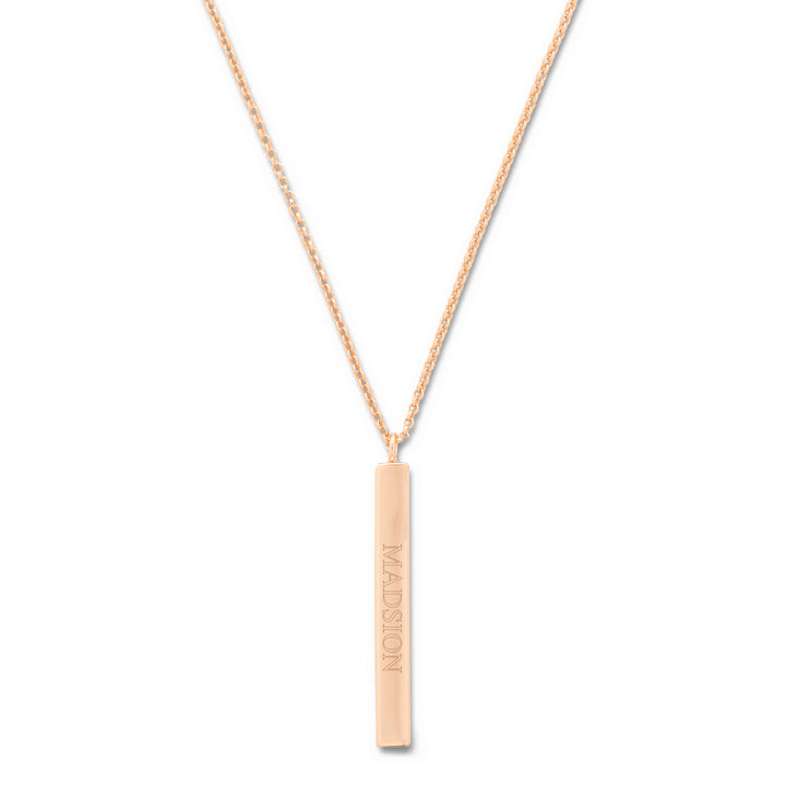 Engravable Vertical Square Name Bar Necklace