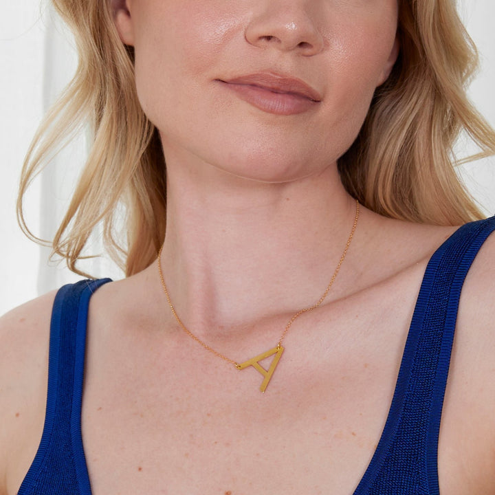 Gold Oversize Sideways Initial Necklace