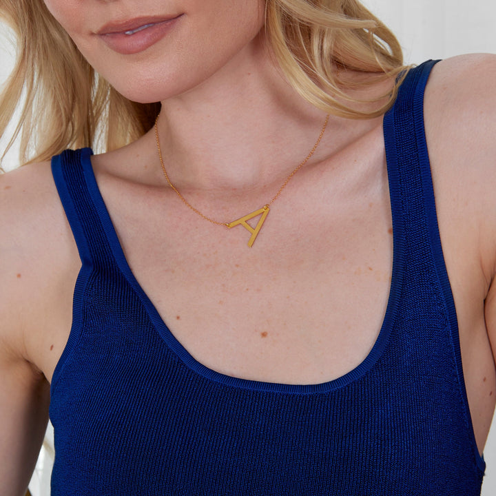 Gold Oversize Sideways Initial Necklace