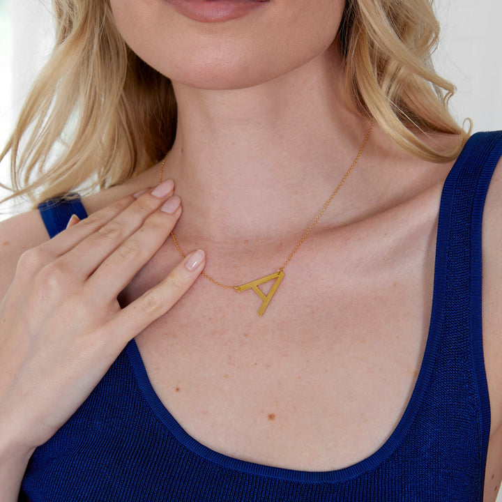 Gold Oversize Sideways Initial Necklace