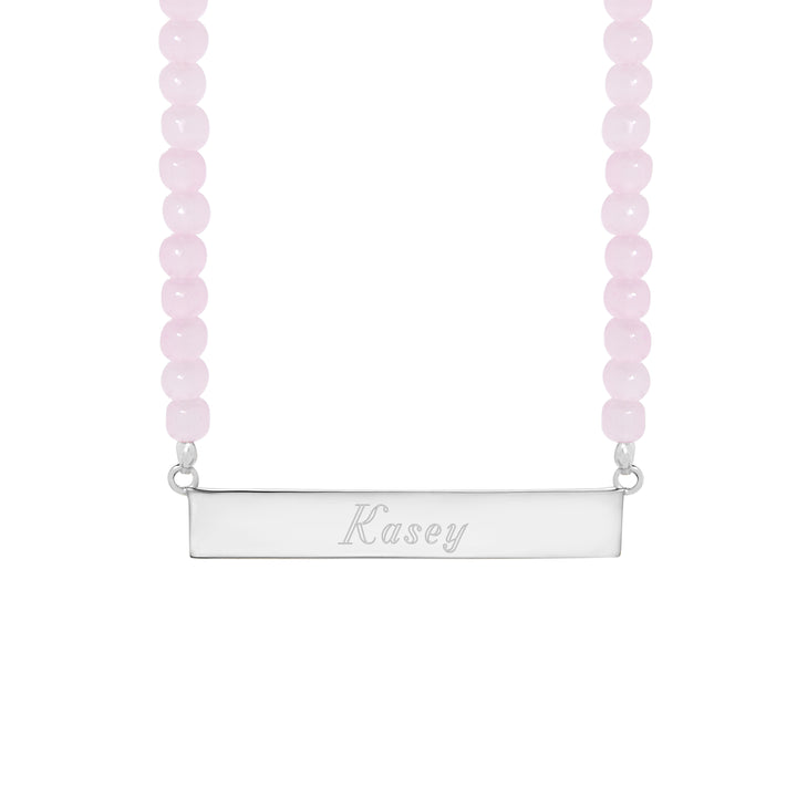 Engravable Rose Quartz Name Bar Necklace