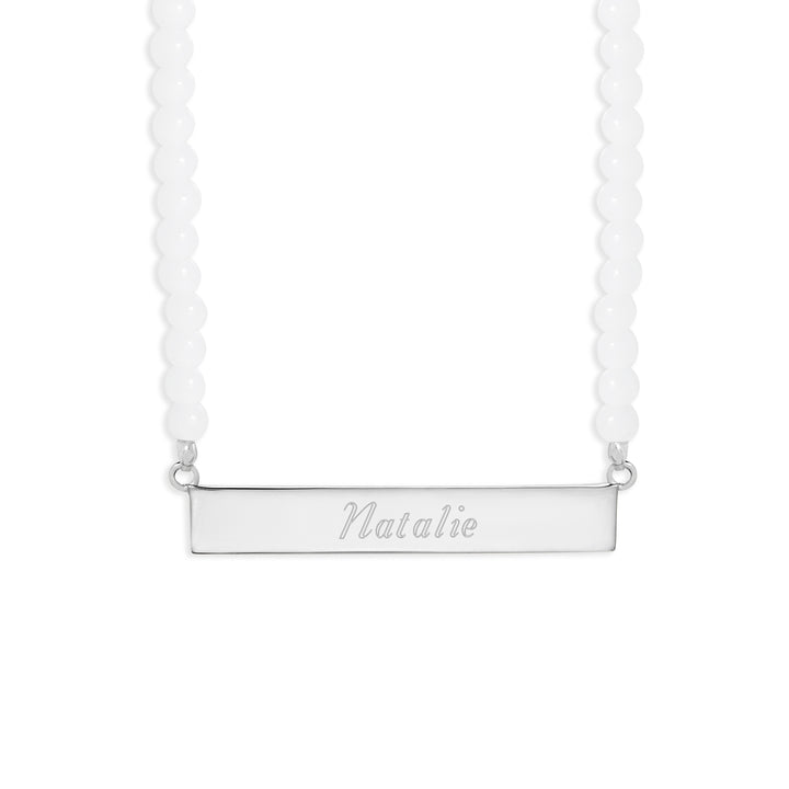 Engravable White Agate Name Bar Necklace