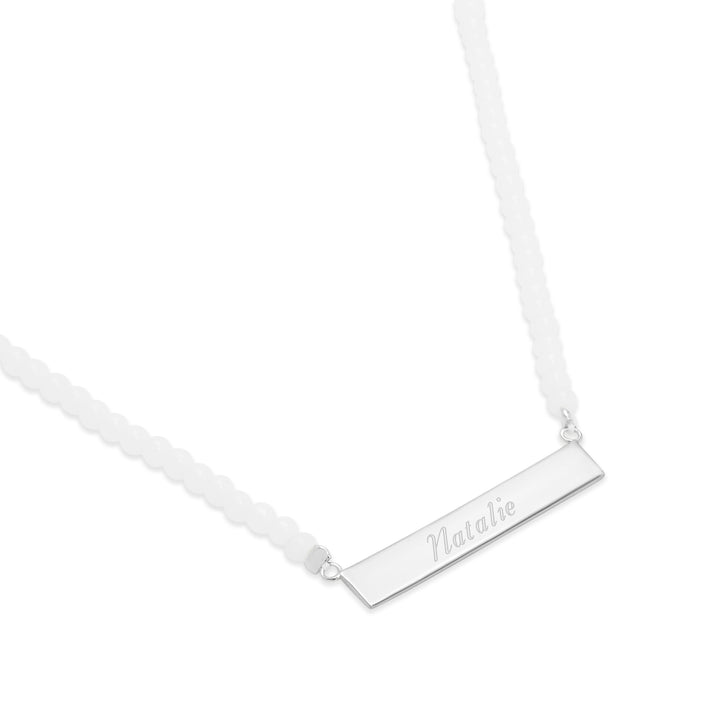 Engravable White Agate Name Bar Necklace