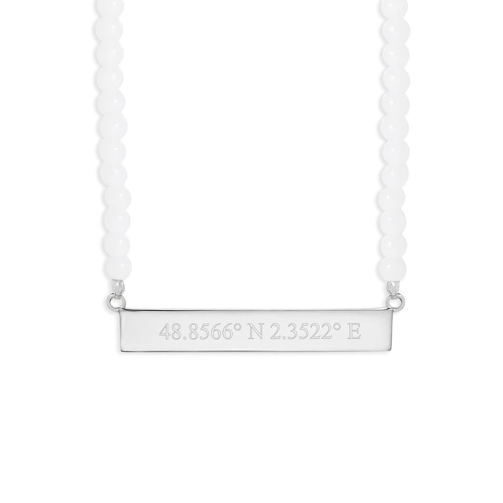 Engravable White Agate Coordinate Bar Necklace