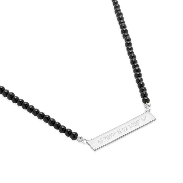 Engravable Black Onyx Coordinate Bar Necklace